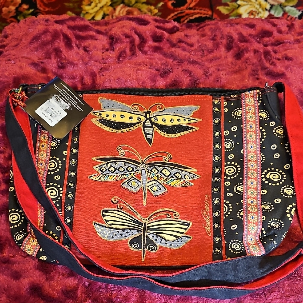 Laurel Burch Red and Black Butterfly Shoulder Bag